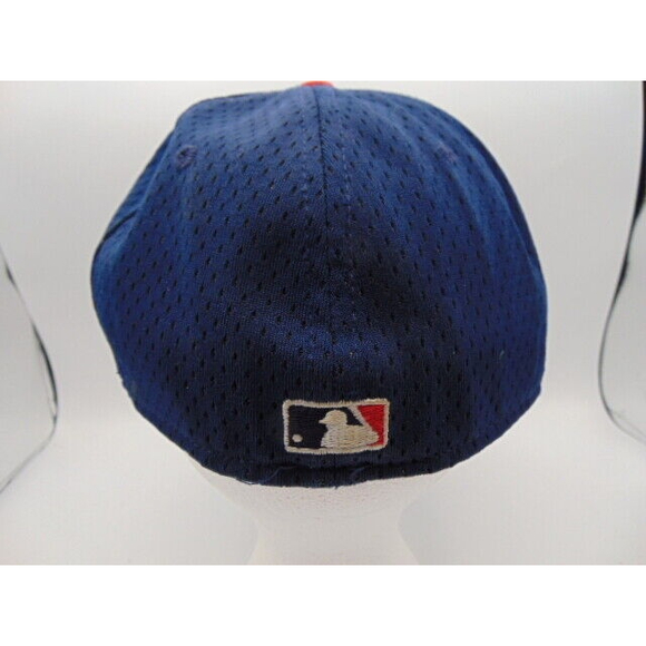 Vtg. Atlanta Braves Fitted Baseball Cap 7-1/8 New Era 59/50 MADE IN USA Blue/Red - Picture 4 of 10